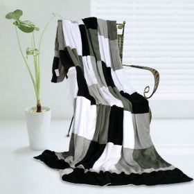 Onitiva - [Plaids - Reflection] Soft Coral Fleece Patchwork Throw Blanket (59 by 78.7 inches)