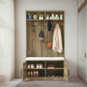 2 Storage Racks, 4 Storage Cabinets With 4 Clothes Hooks And 1 Sponge Pad, Multiple Wardrobe Storage Racks For Bedroom And Porch, Coat Rack, Shoe (Option: Light Colour)