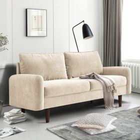 56.3-inch Velvet Round Arm Apartment Double Sofa (Color: Beige)