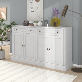 TREXM Kitchen Sideboard Buffet With 2 Drawers & 4 Doors Adjustable Shelves (Option: Antique White)