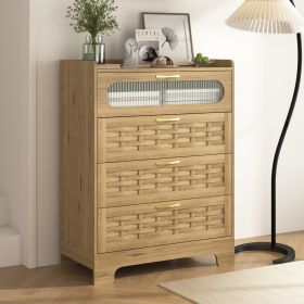 Wood 4 Drawer Dresser For Bedroom, Large Double Dresser With Wide Drawers, Modern Chest Of Drawers,S (Option: Wood)