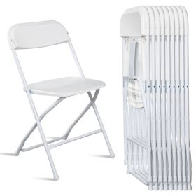 10pcs White, Plastic Folding Chair (Color: White)