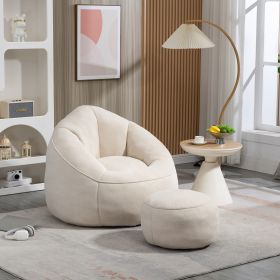Bedding Bean Bag Sofa Chair High Pressure Foam With Padded Foam Padding (Color: Beige)