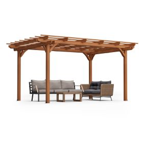 12 X 10 FT Outdoor Wood Pergola, Wooden Grape Pergola For Climbing Plant Support For Garden, Patio, Backyard, Deck, Brown (Color: Brown)