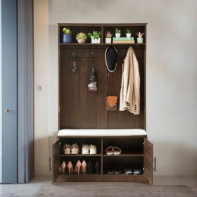 2 Storage Racks, 4 Storage Cabinets With 4 Clothes Hooks And 1 Sponge Pad, Multiple Wardrobe Storage Racks For Bedroom And Porch, Coat Rack, Shoe (Option: Dark Colour)