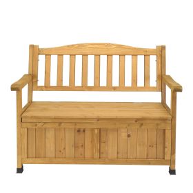 44inch, With Backrest Armrests, Courtyard Wood Storage Box (Color: Yellow)