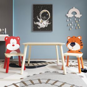 Kids Table & 2 Chairs Set, 3Pc Toddler Wooden Activity Play Set (Option: Natural)