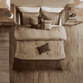 7 Piece Faux Suede Comforter Set (Option: Brown-King)