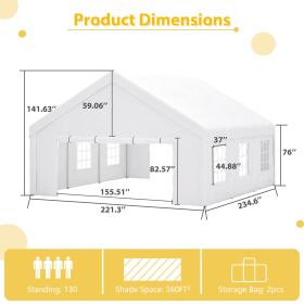 20x20FT Party Tent Heavy Duty, Large Wedding Event Shelters With 2 Storage Bags & Removable Sidewalls, Outdoor Canopy Gazebo Commercial Tents For (Option: 20X20 ft)