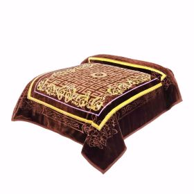 Heavy Plush Soft King Size Blankets, Mink Velvet Fleece Blanket - Printed Raschel Bed Blanket, Thick Raschel Printed Mink Blanket For Bed, Home (Color: brown embossing, size: KING)