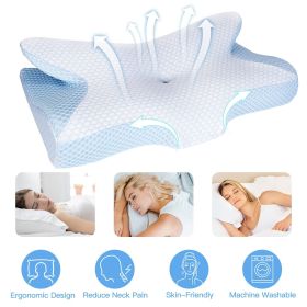Memory Foam Pillow Neck Support Pillow for Sleeping Ergonomic Contour Orthopedic Support Side Back Stomach Sleeper (Quantity: 1Pc)