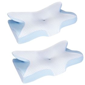 Memory Foam Pillow Neck Support Pillow for Sleeping Ergonomic Contour Orthopedic Support Side Back Stomach Sleeper (Quantity: 2Pcs)