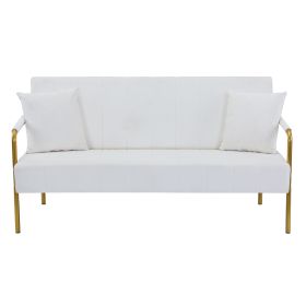 Modern Velvet Loveseat Sofa For Living Room (Color: Beige)
