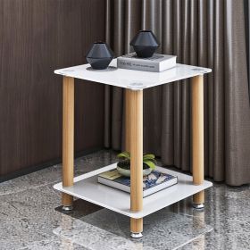 1-Piece White Oak Side Table, 2-Tier Modern Night Stand, Sofa Side Table (Color: White)