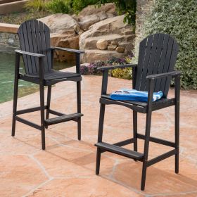 Wood BAR STOOL (Color: Dark grey)