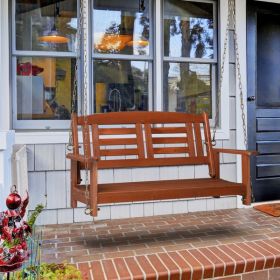 Red Brown Iron Chain Double Wooden Swing (Option: Reddish Brown)