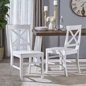 Acacia Wood Dining Chairs, White (Color: White)